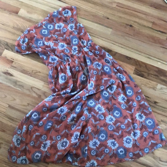 Madewell Button Front Midi Dress Gathered Blooms Sheer Puff Romantic Floral - Picture 11 of 15